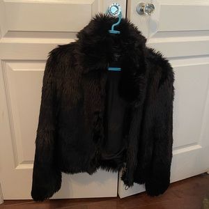Stunning Topshop black faux fur coat